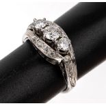 18 kt Gold Diamant-Ring, WG 750/000, 1 Altschliffdiamant