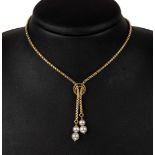 14 kt Gold Zuchtperl-Collier,   GG 585/000, Mittelteil mit