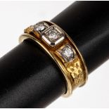 14 kt Gold Brillant-Ring,   GG/WG 585/000, Handarbeit, 3