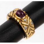 18 kt Gold Rubin-Brillant-Ring,   GG 750/000,geometrische