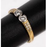 18 kt Gold Brillant-Ring, GG/WG 750/000, 18Brillanten