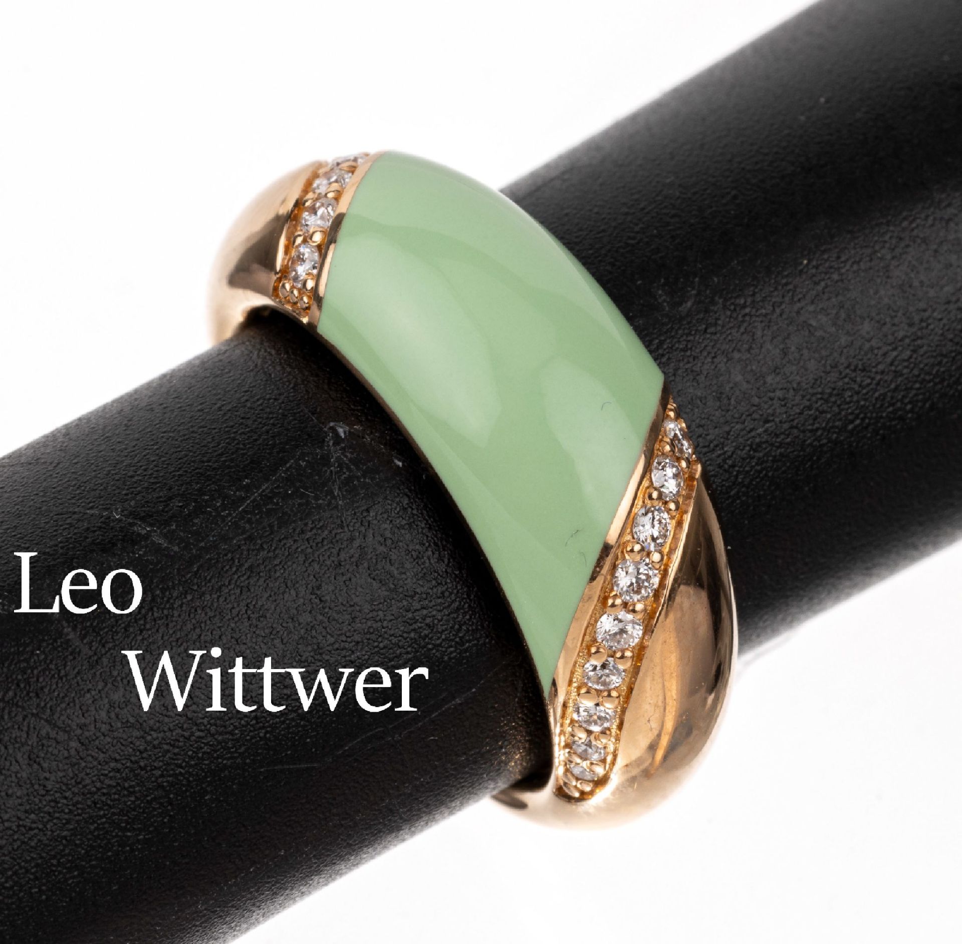 18 kt Gold LEO WITTWER Email-Brillant-Ring, GG 750/000,