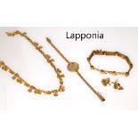 14 kt Gold LAPPONIA Schmuckset, GG 585/000,sign. und