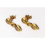 Paar 14 kt Gold Brillant-Ohrstecker,   GG 585/000,