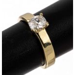 14 kt Gold Diamant-Ring,   GG 585/000, oval facett.