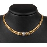 14 kt Gold Brillant-Collier, GG/WG 585/000,1 Brillant