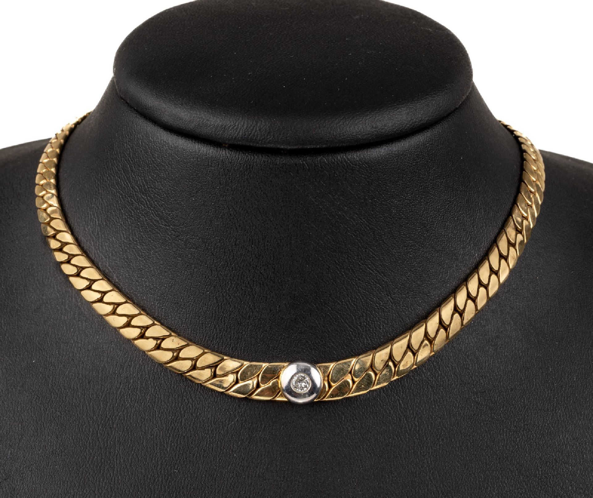 14 kt Gold Brillant-Collier,   GG/WG 585/000,1 Brillant