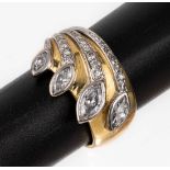 Ausgefallener 18 kt Gold Diamant-Ring, GG/WG 750/000,