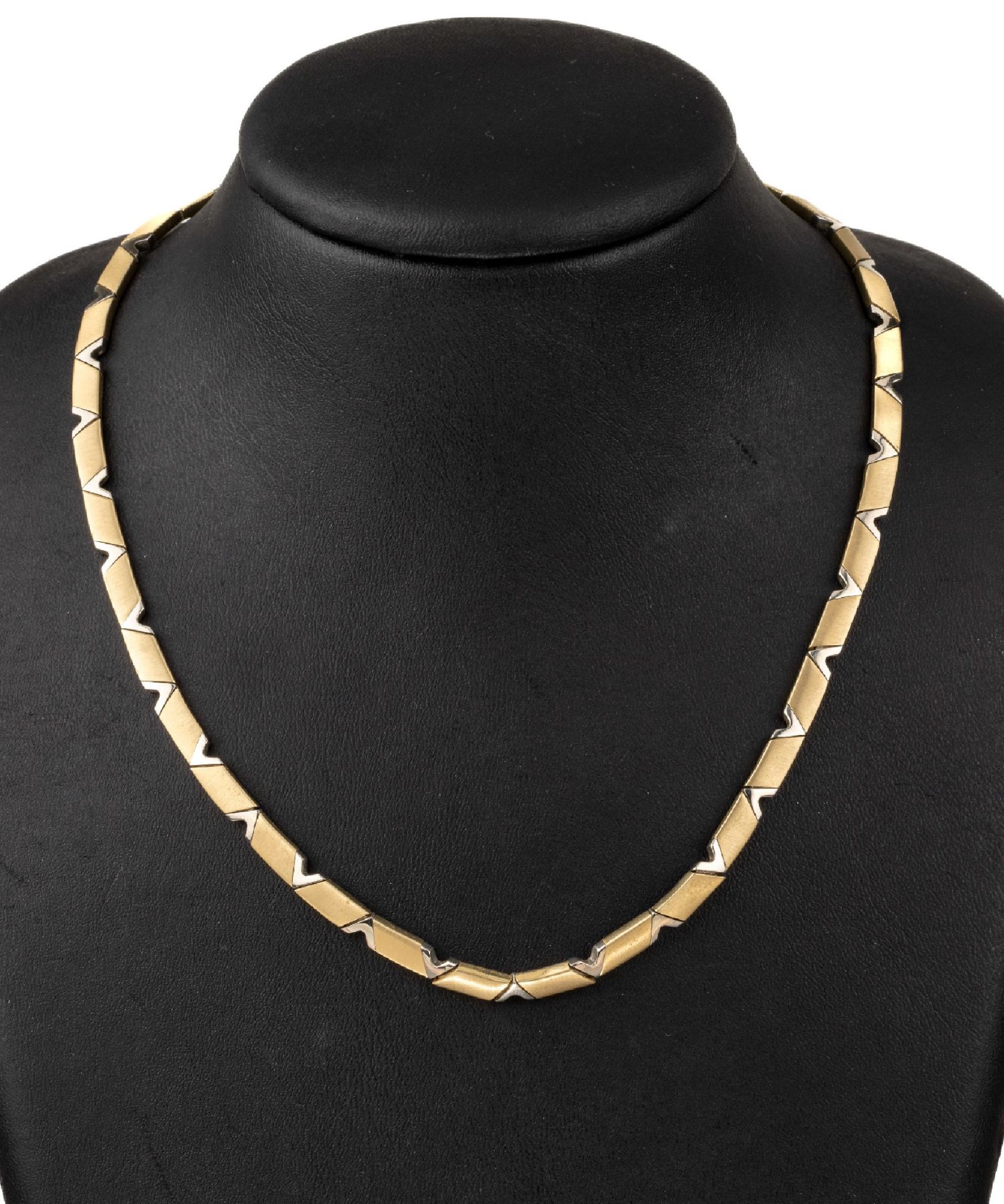 14 kt Gold Collier, GG/WG 585/000, GG sat. WG pol., D.