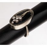 14 kt Gold Hämatit-Brillant-Ring, WG 585/000, ovale