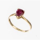 14 kt Gold Rubin Ring, GG 585/000, facett. Rubin-Tropfen