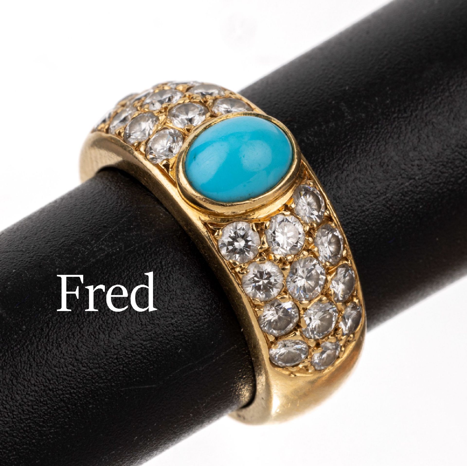 18 kt Gold FRED PARIS Brillant-Türkis-Ring, GG 750/000,