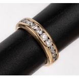 14 kt Gold Brillant-Ring, GG 585/000, 10 Brillanten zus.