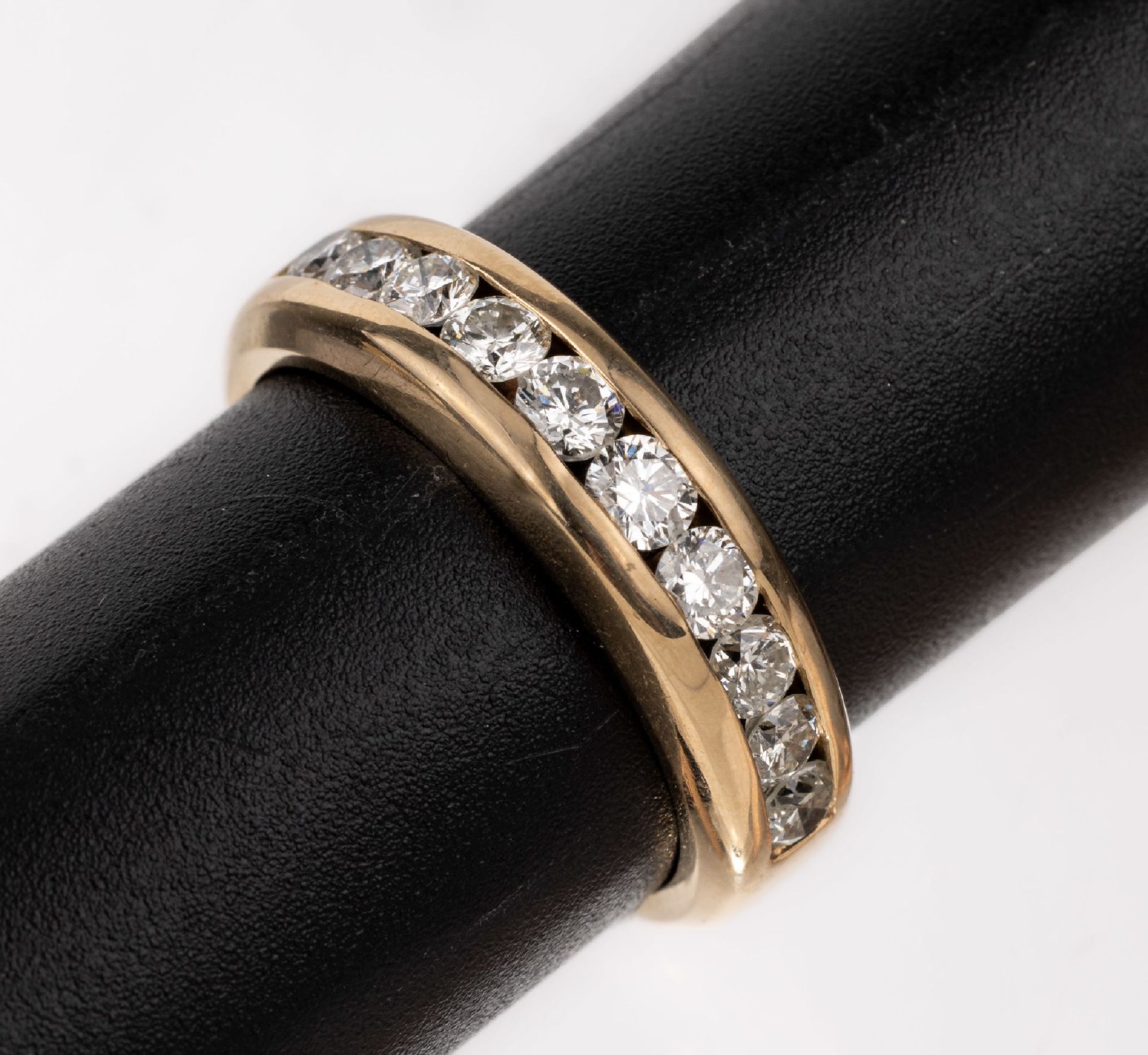 14 kt Gold Brillant-Ring, GG 585/000, 10 Brillanten zus.