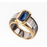 18 kt Gold und Platin Saphir-Diamant-Ring,   GG 750/000