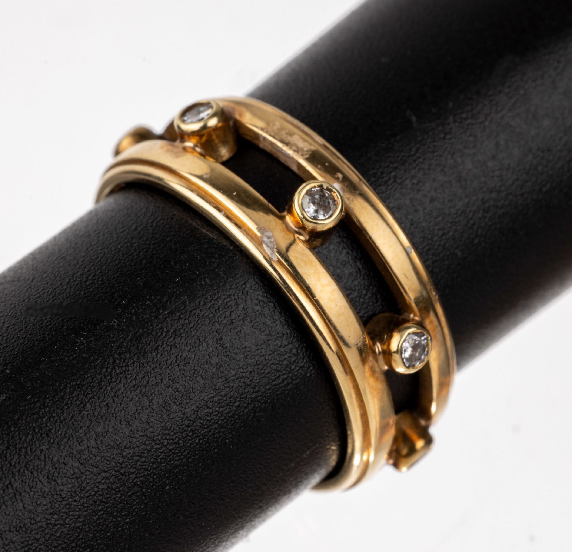 14 kt Gold Brillant-Ring,   GG 585/000, 8 Brillanten zus.