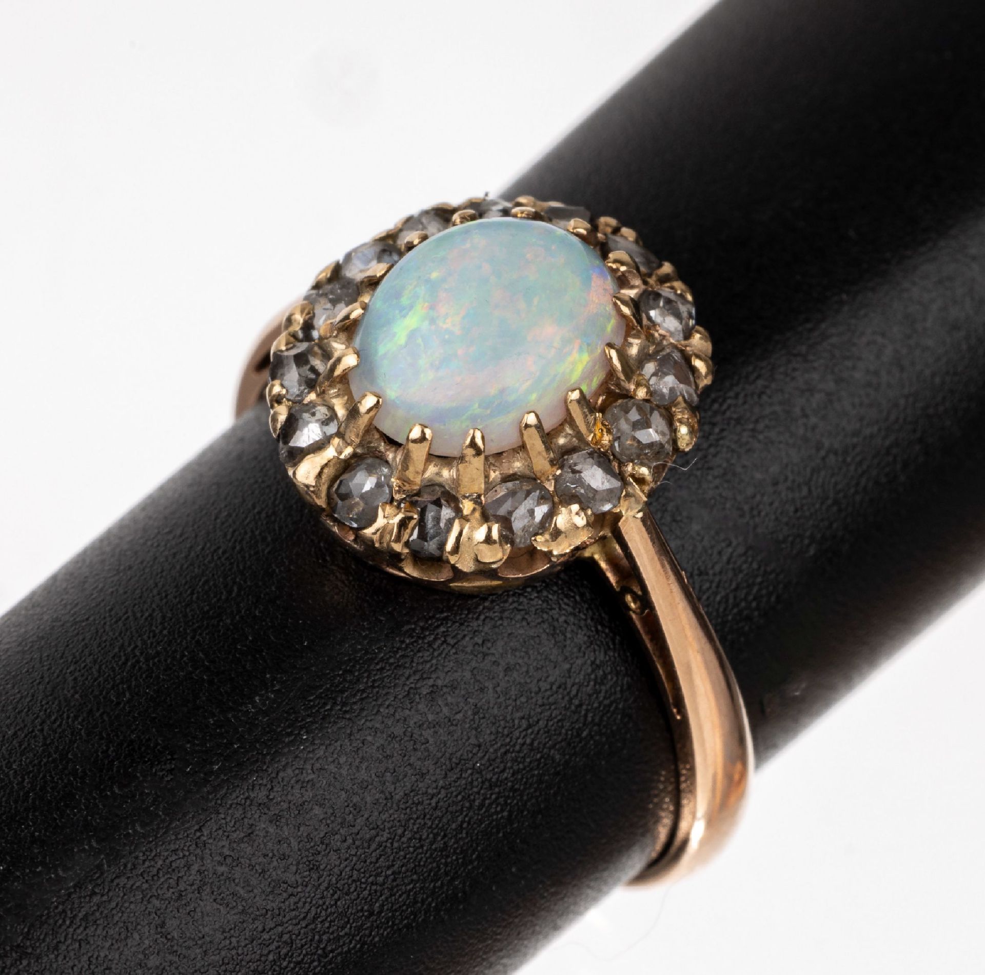 14 kt Gold Opal-Diamant-Ring,   RG 585/000, Opalcabochon - Bild 2 aus 2