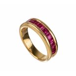 18 kt Gold Rubin-Ring,   GG 750/000, 10 RubinCarrees zus.