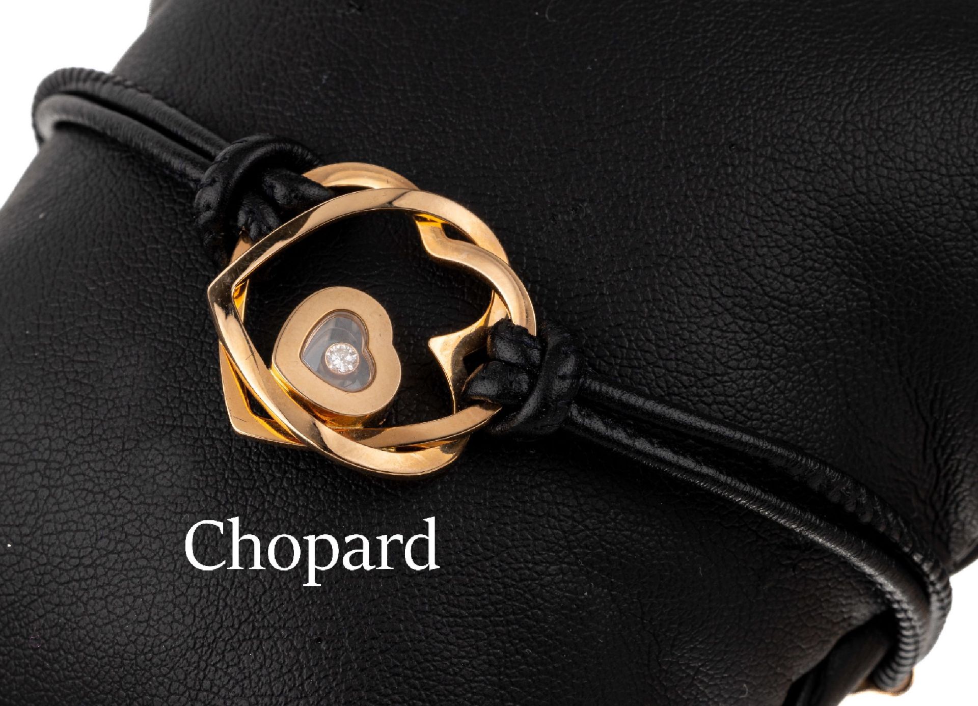 18 kt Gold und Leder CHOPARD Brillant- Armband, RoseG