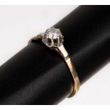 14 kt Gold Brillant-Ring, GG 585/000, Brillant ca. 0.32