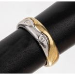 14 kt Gold Brillant-Ring, GG/WG 585/000, 2 Brillanten