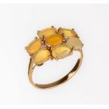 14 kt Gold Opal-Saphir-Ring,   GG 585/000, 7 ovalfacett.