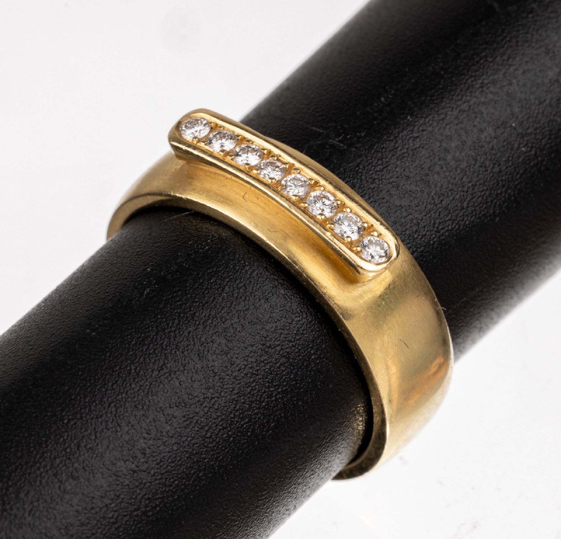 14 kt Gold Brillant-Ring, GG 585/000, 8 Brillanten zus.