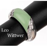 18 kt Gold LEO WITTWER Email-Brillant-Ring,  WG 750/000,