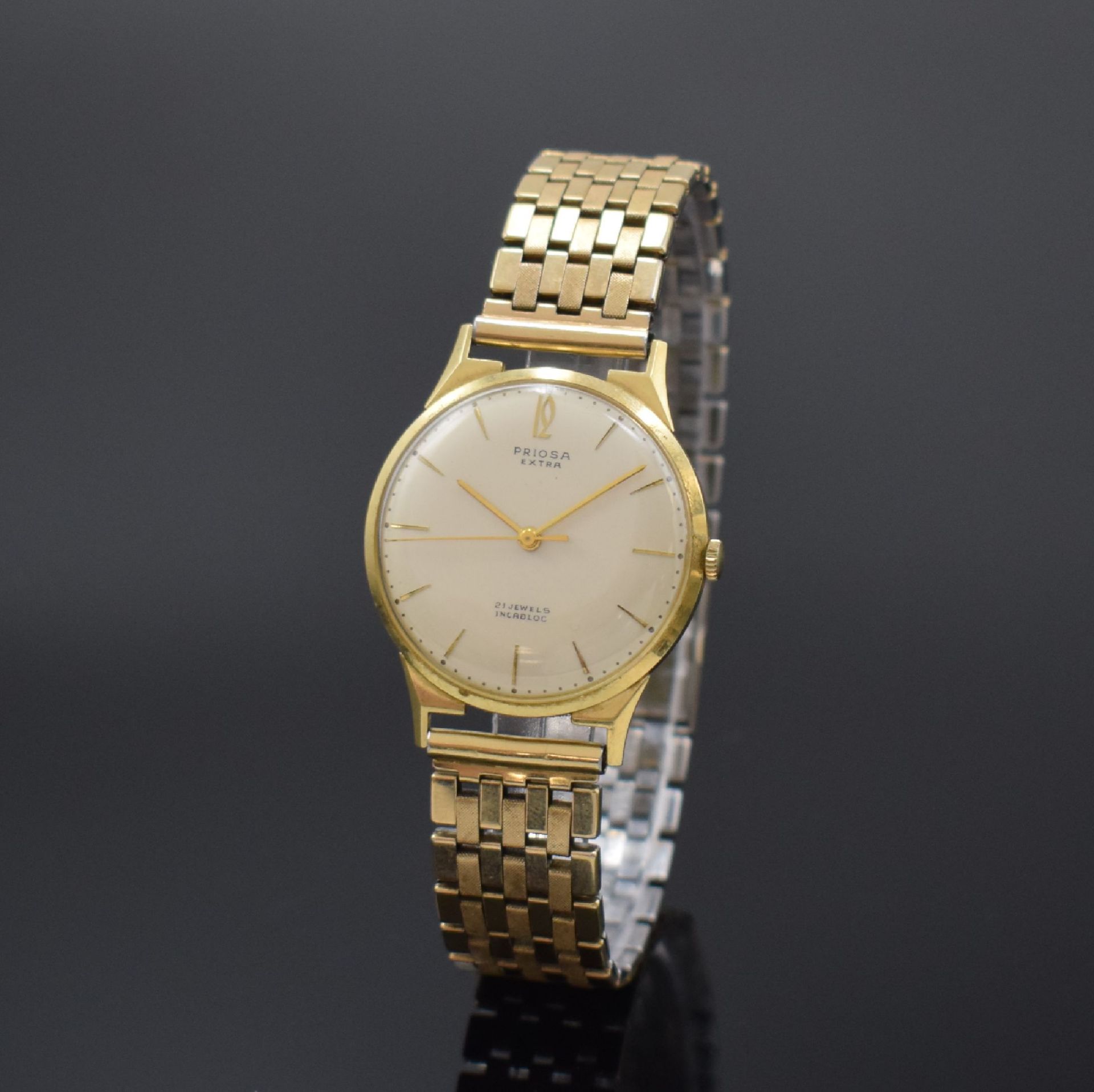 PRIOSA Extra Armbanduhr in GG 585/000, Schweiz um 1960,