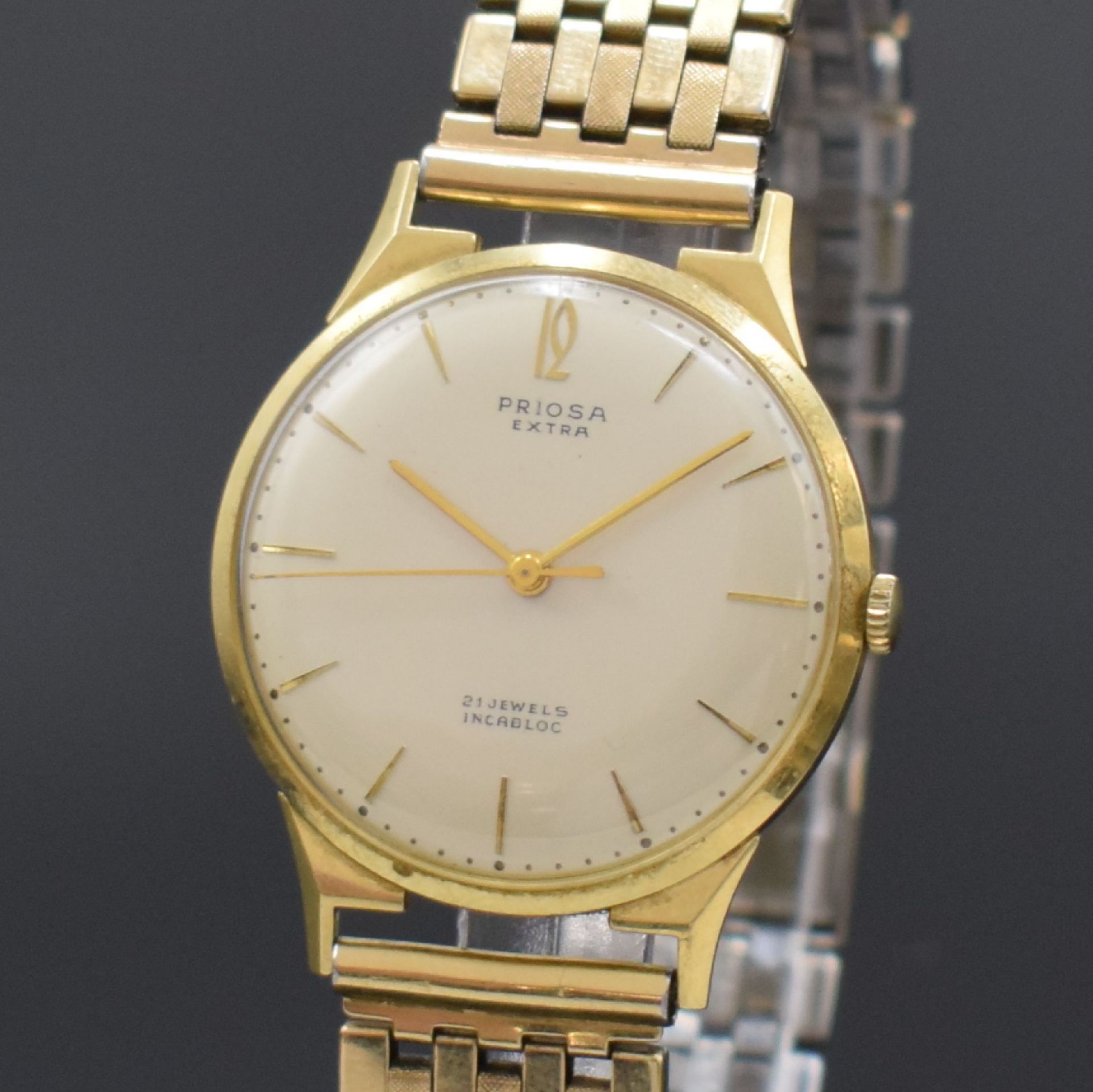 PRIOSA Extra Armbanduhr in GG 585/000, Schweiz um 1960, - Bild 2 aus 4
