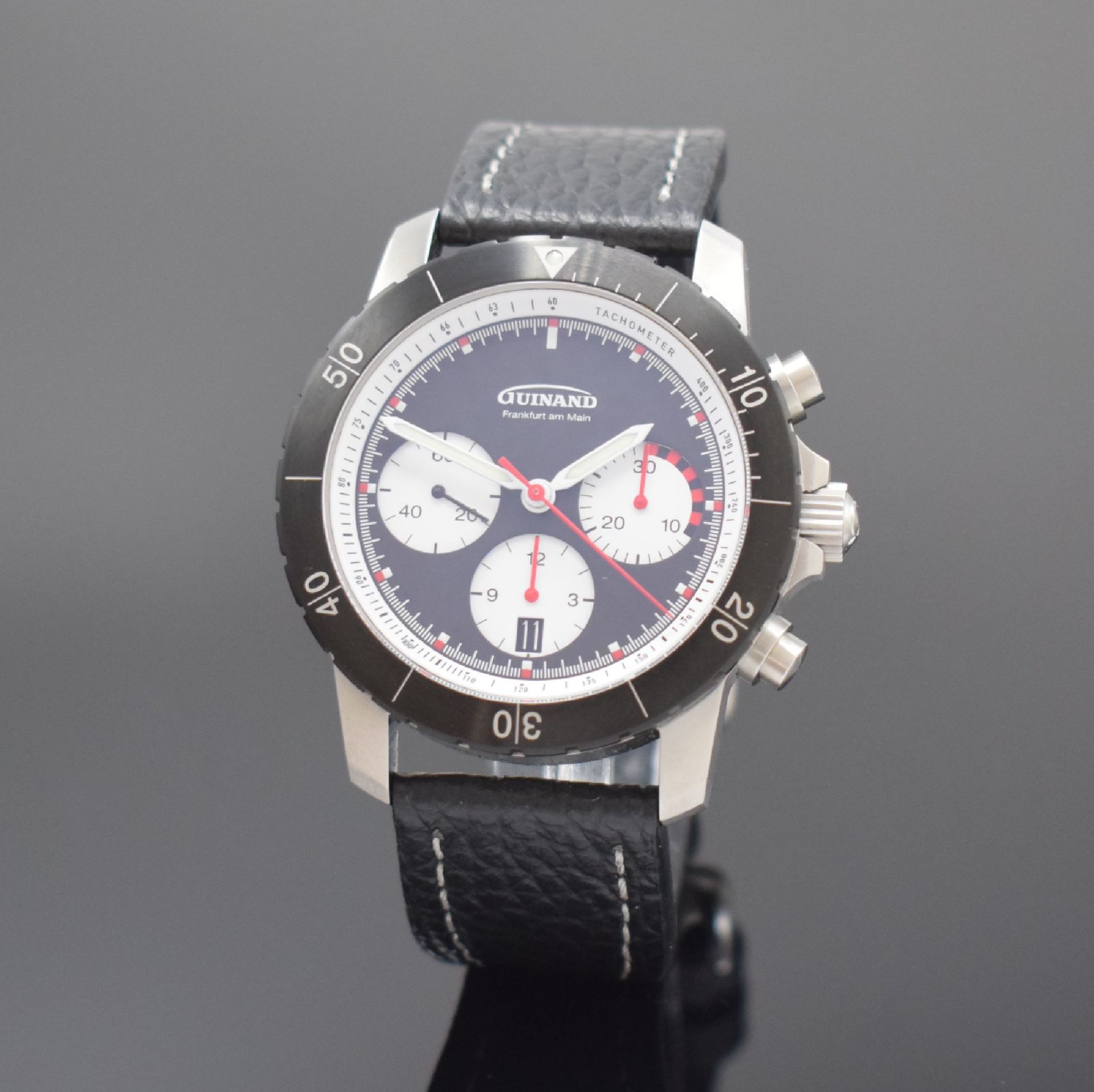 GUINAND Jubiläums-Armbandchronograph in Stahl, Automatik,