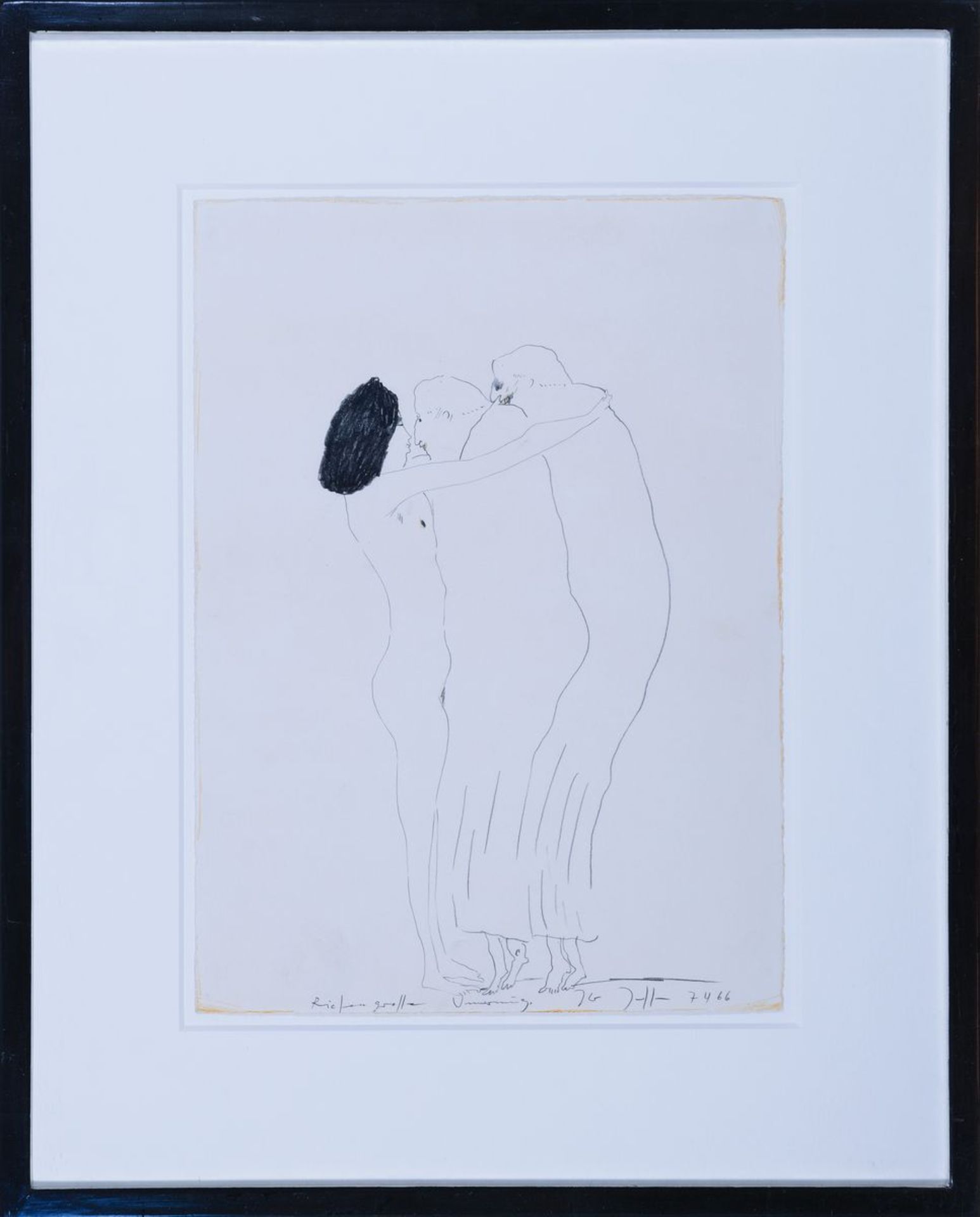 Horst Janssen, 1929-1995,  Riesengroße Umarmung, Bleistift - Bild 2 aus 2