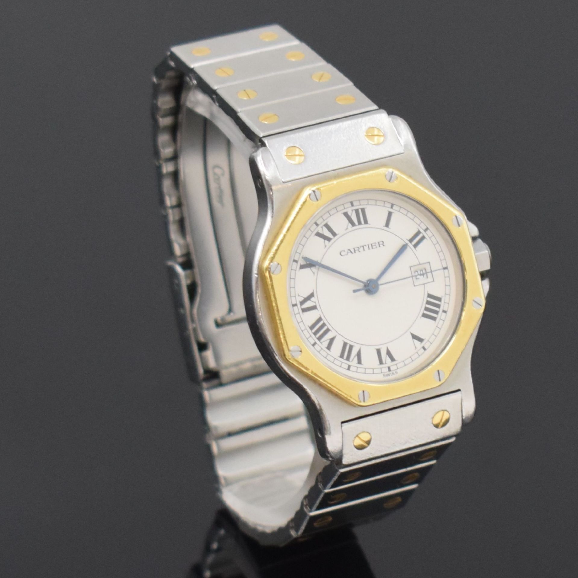 CARTIER Armbanduhr Santos Ronde, Schweiz um 1995, - Bild 4 aus 5