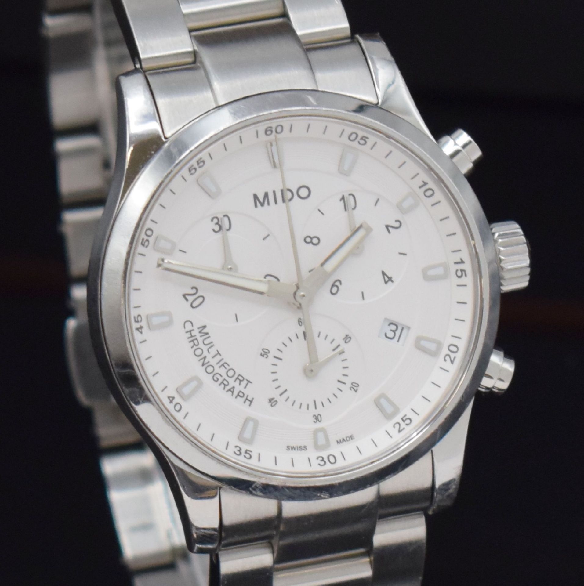 MIDO Multifort Armbandchronograph in Stahl, Schweiz verk. - Bild 5 aus 5