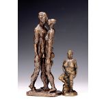 2 zeitgenössische Bronzeskulpturen, monogr. K und datiert