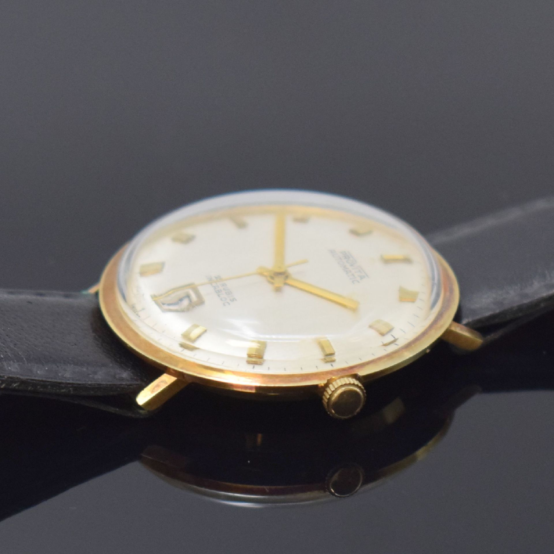 PROVITA Herrenarmbanduhr in GG 585/000, Schweiz 1960er - Image 3 of 6