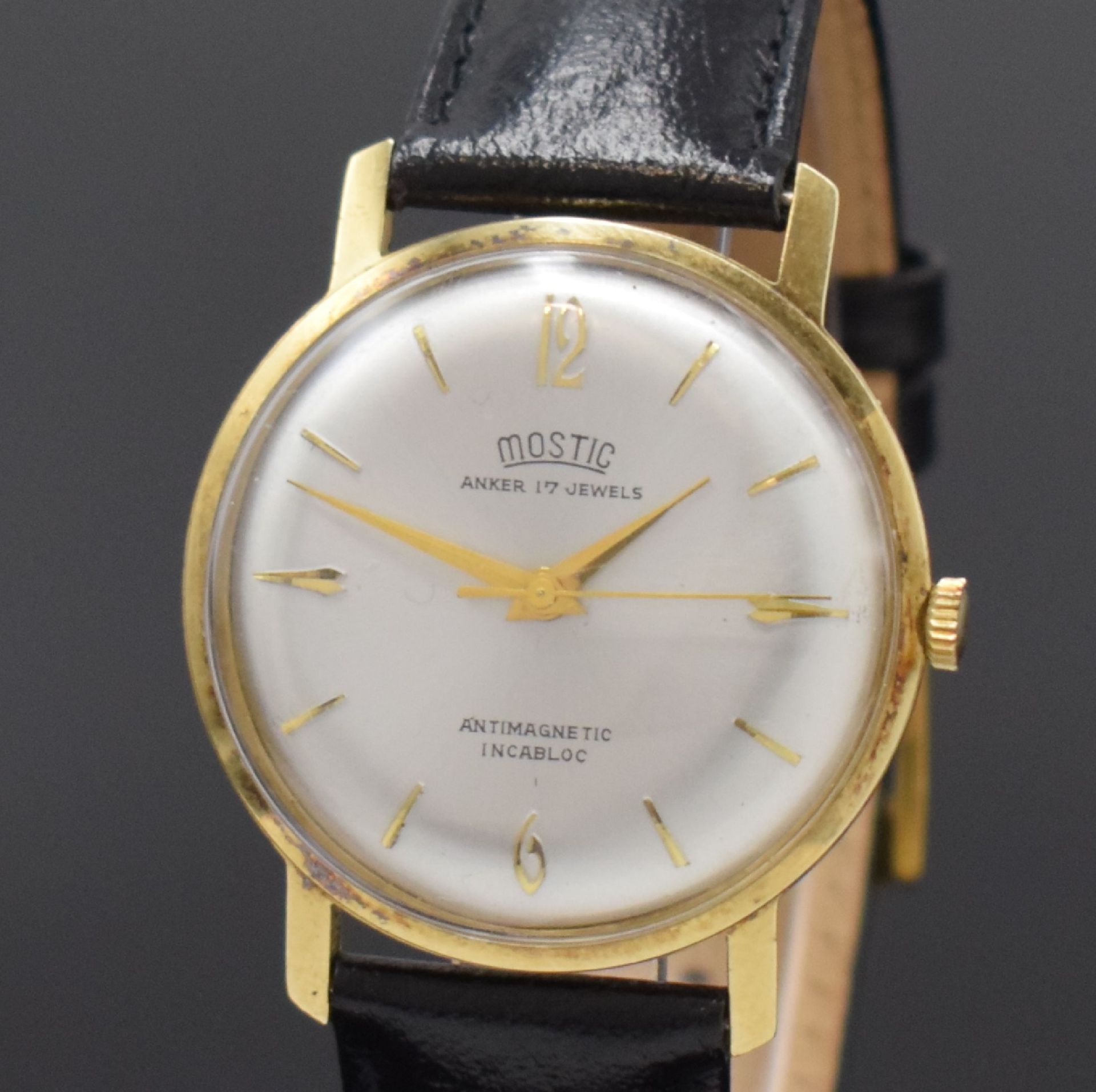MOSTIC Armbanduhr in GG 585/000, Schweiz um 1965, - Bild 2 aus 5