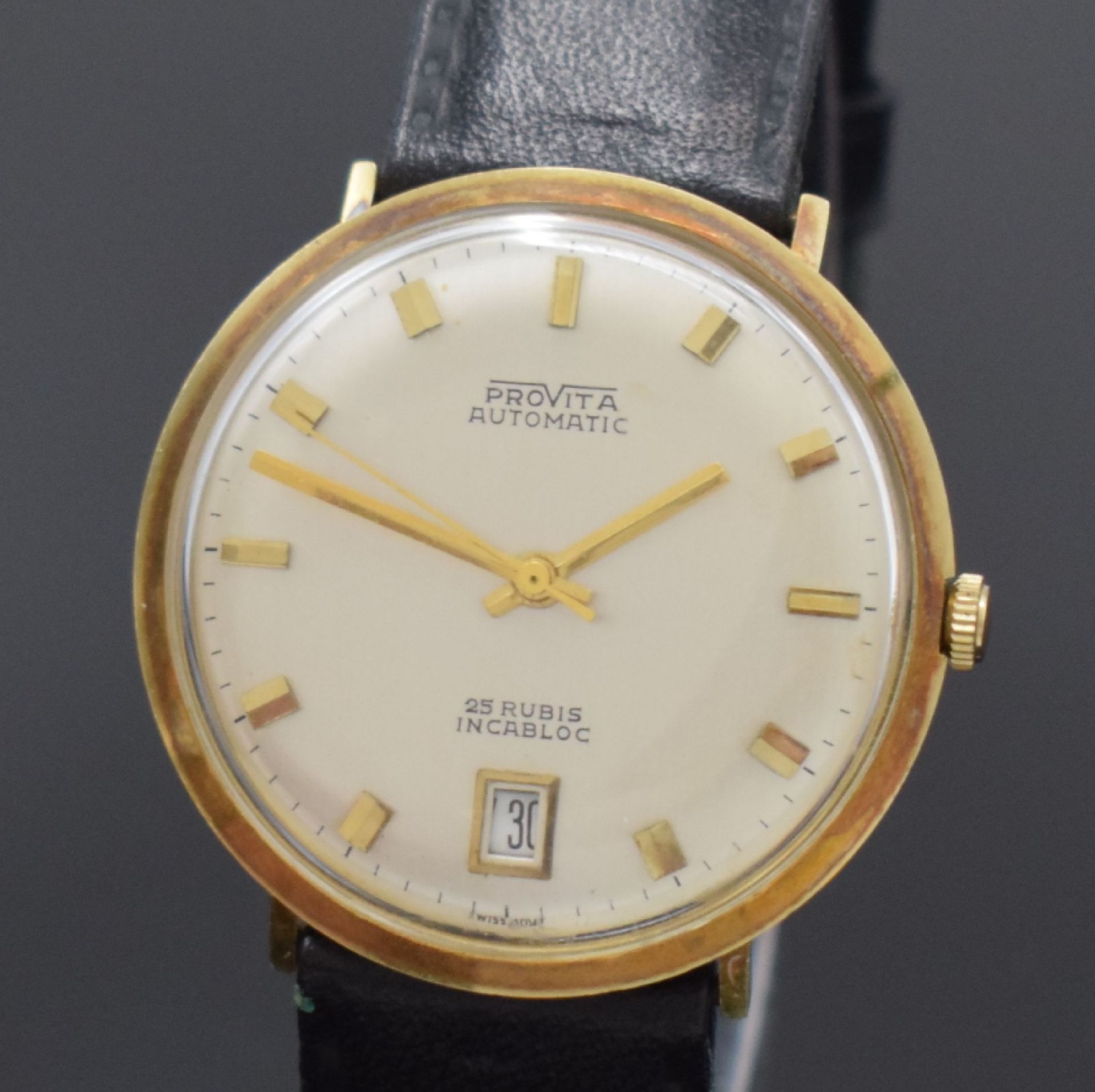 PROVITA Herrenarmbanduhr in GG 585/000, Schweiz 1960er - Bild 2 aus 6