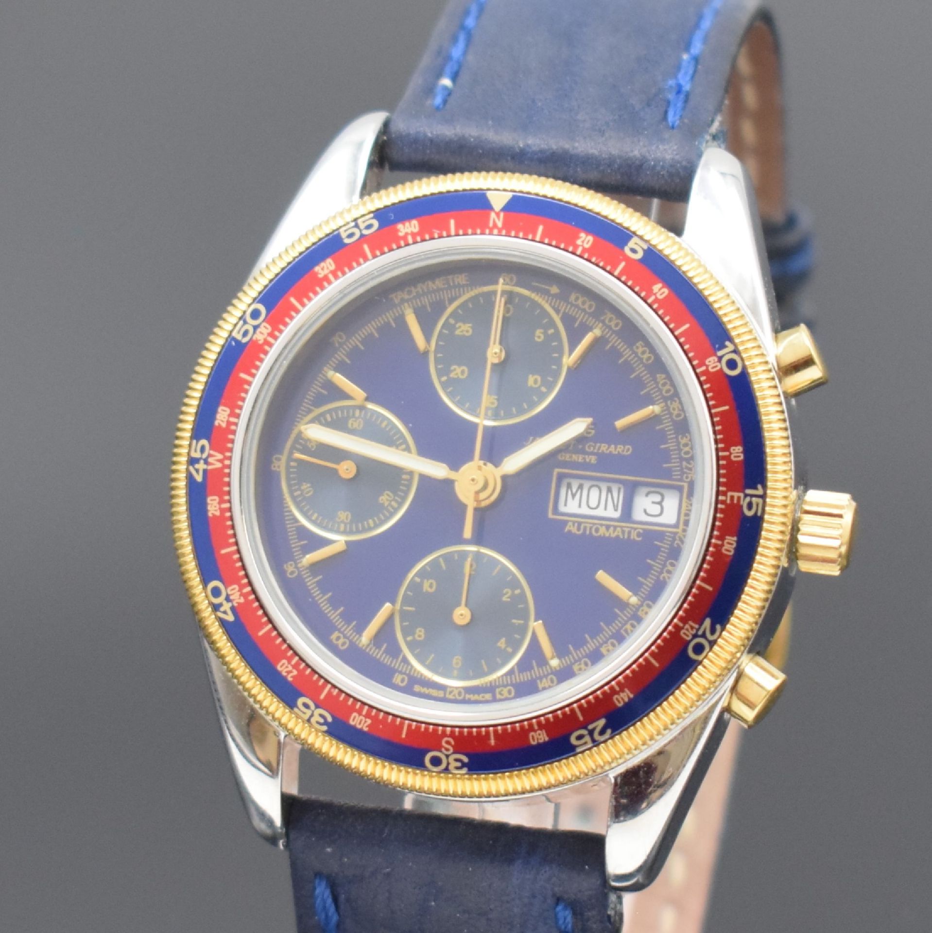 JAQUET GIRARD Armbandchronograph in Stahl, Automatik, - Image 2 of 6