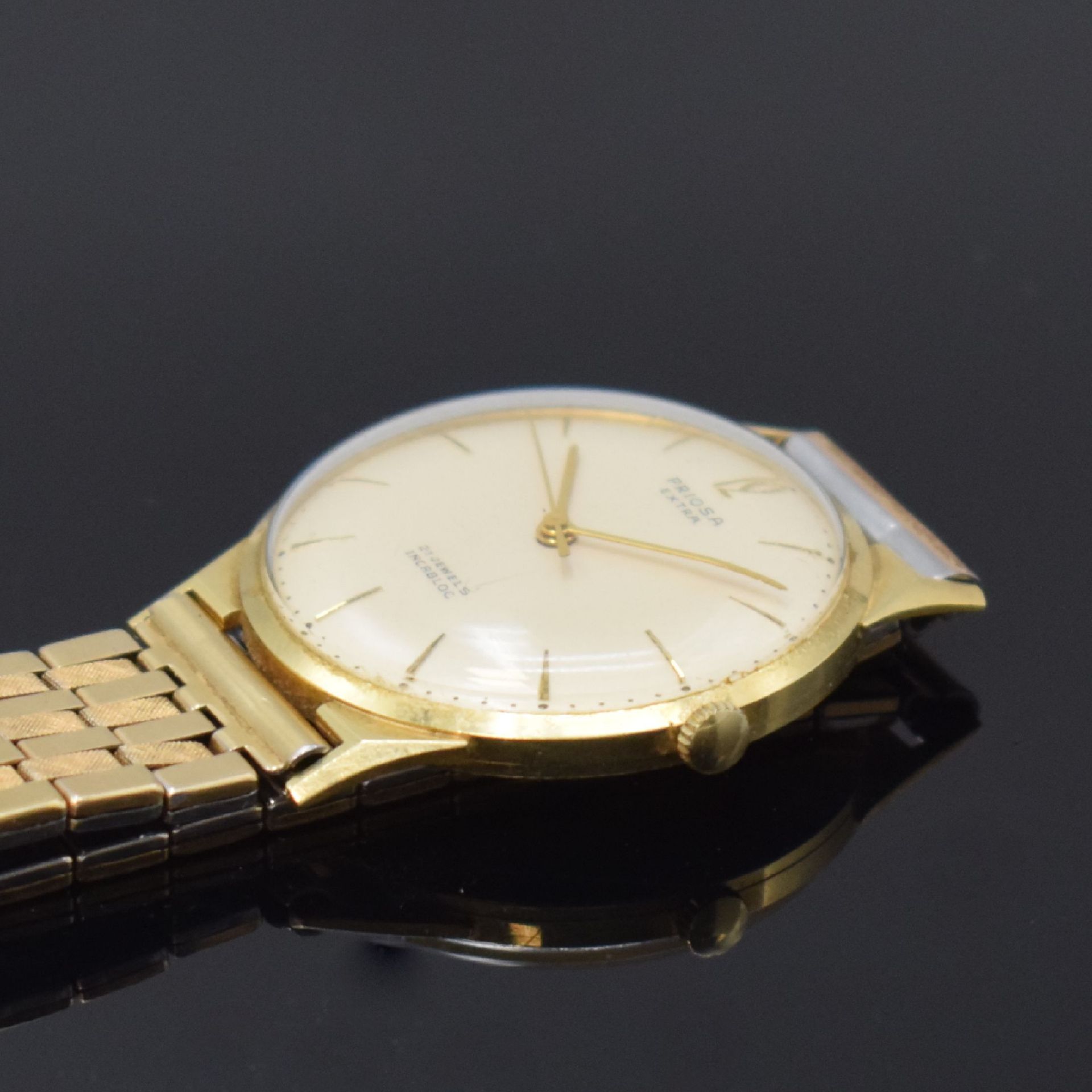 PRIOSA Extra Armbanduhr in GG 585/000, Schweiz um 1960, - Bild 3 aus 4