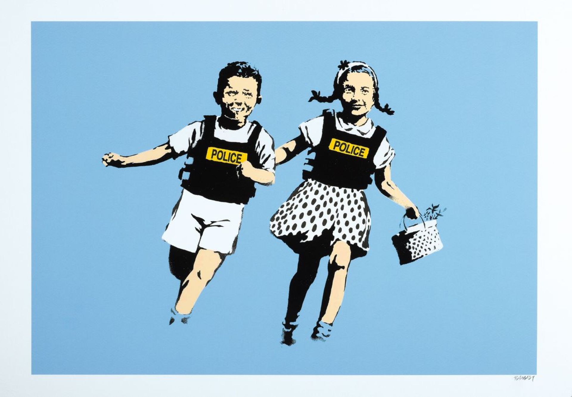 Nach Banksy, 'Police', sign., num. 63/150, Trockenstempel,