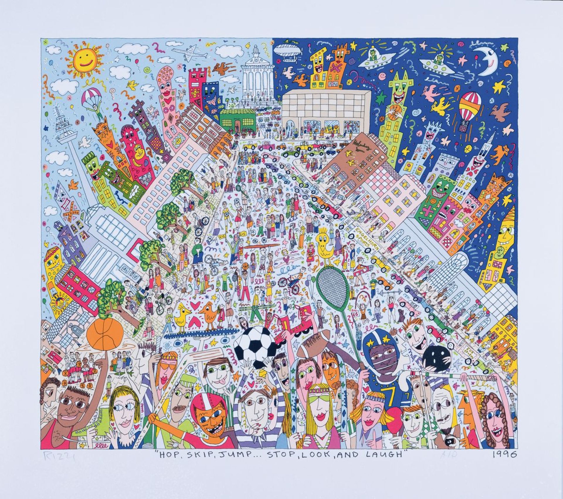 James Rizzi, 1950-2011, 'Hop, Skip, Jump.... Stop, Look - Image 2 of 2