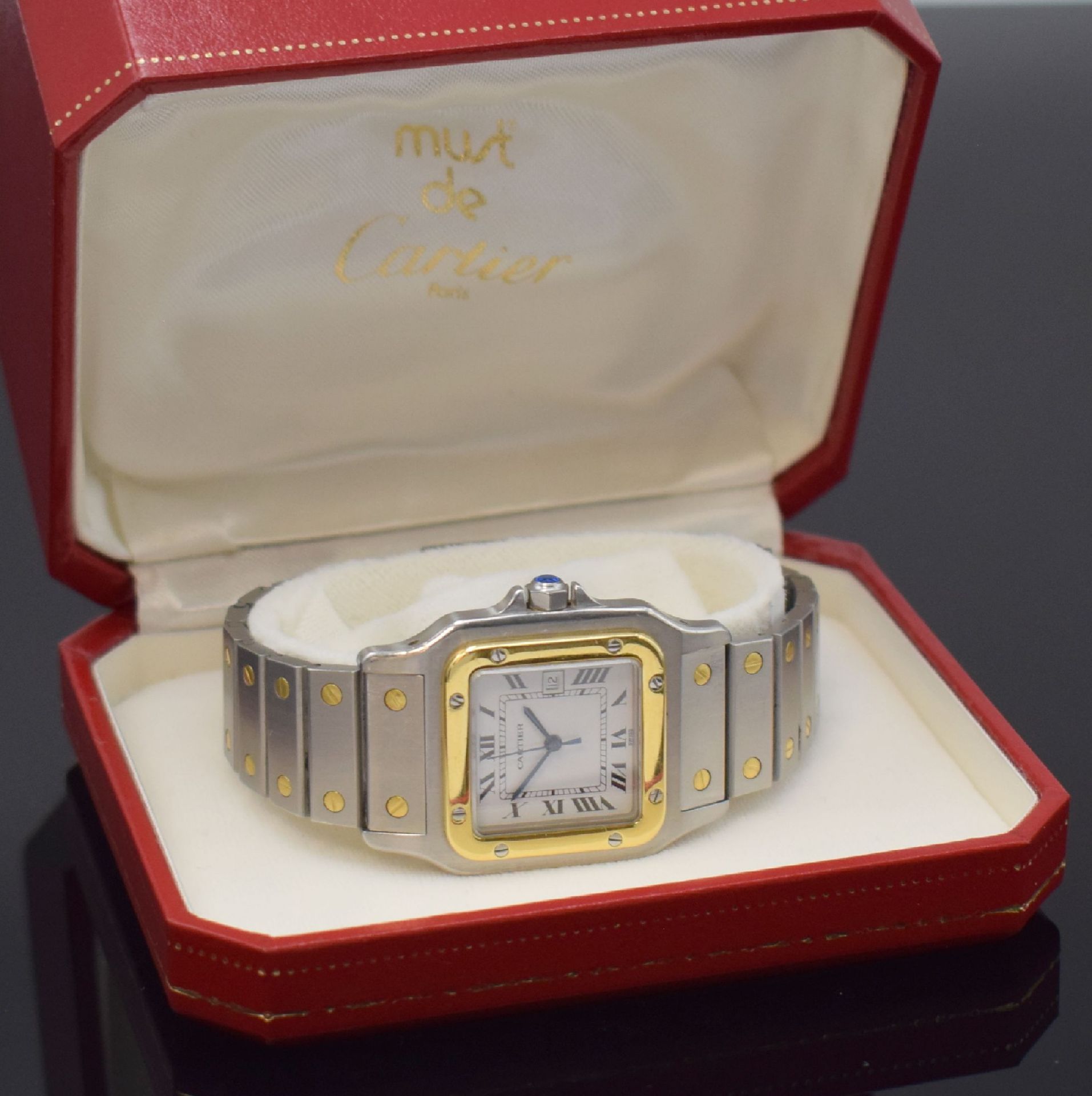 CARTIER Santos Herrenarmbanduhr, Schweiz um 1985, - Image 6 of 6