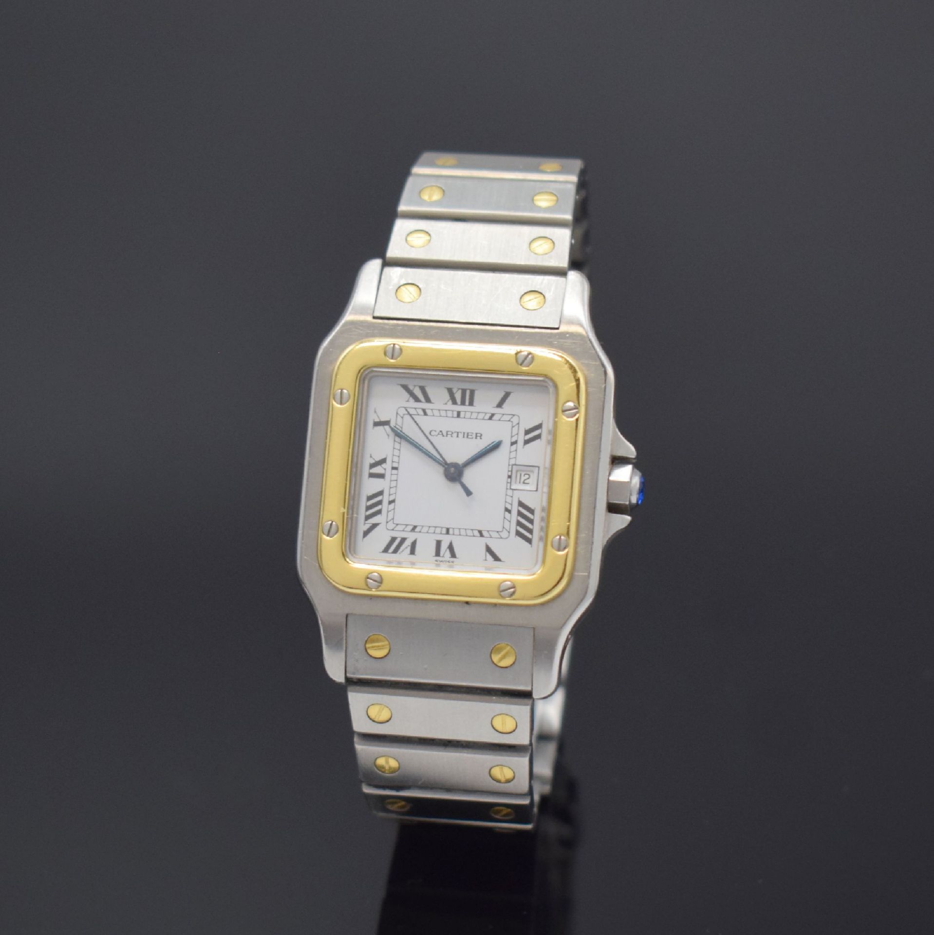 CARTIER Santos Herrenarmbanduhr, Schweiz um 1985,