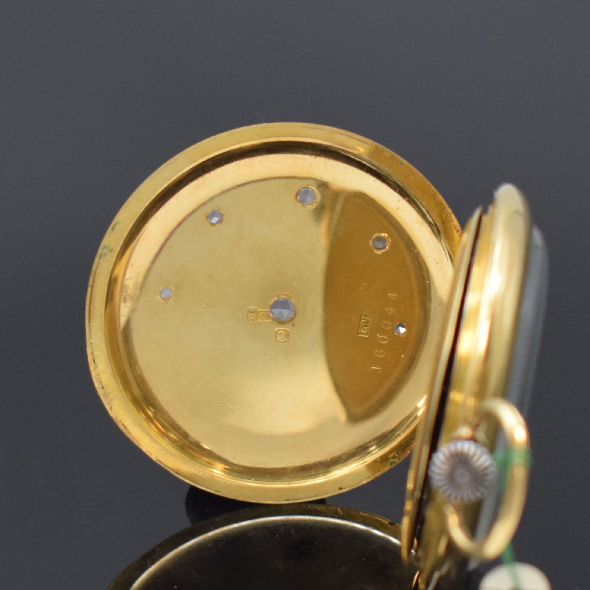 BEAUMONT offene Taschenuhr in GG 750/000 mit Diamanten, - Image 3 of 6