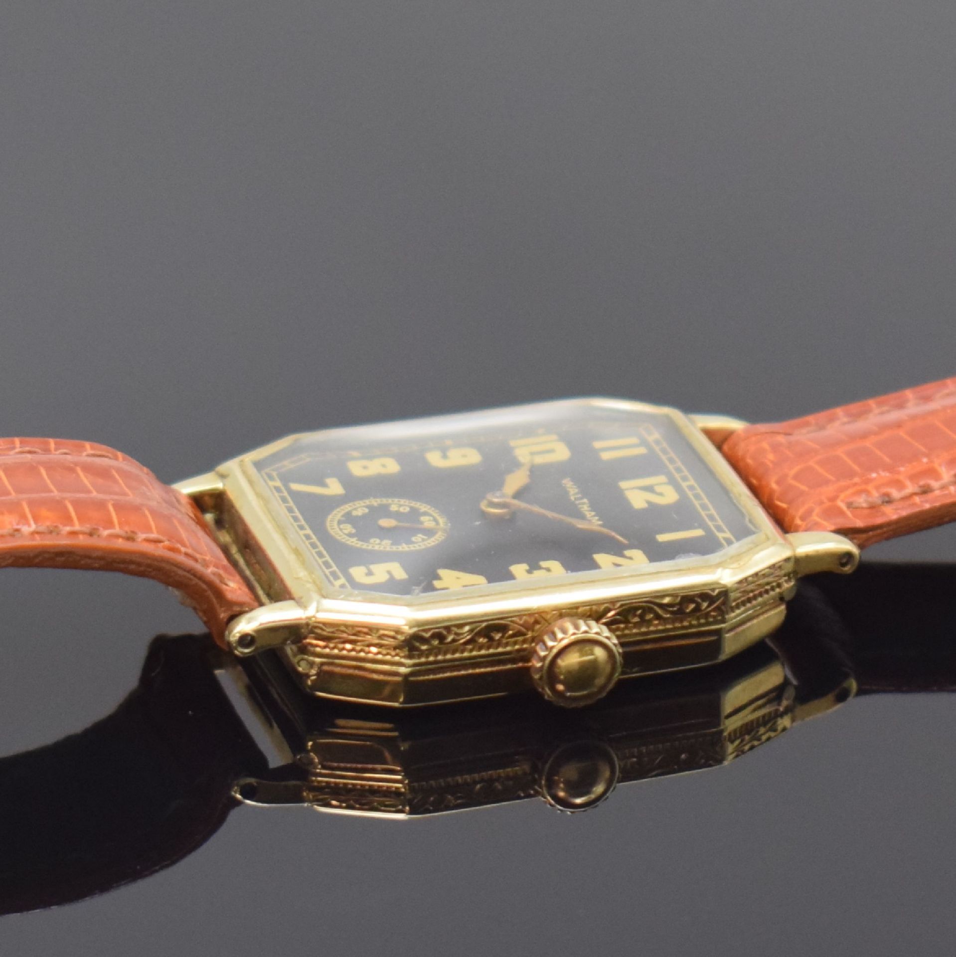 WALTHAM frühe acht-eckige Armbanduhr in GG 585/000, USA - Image 3 of 7