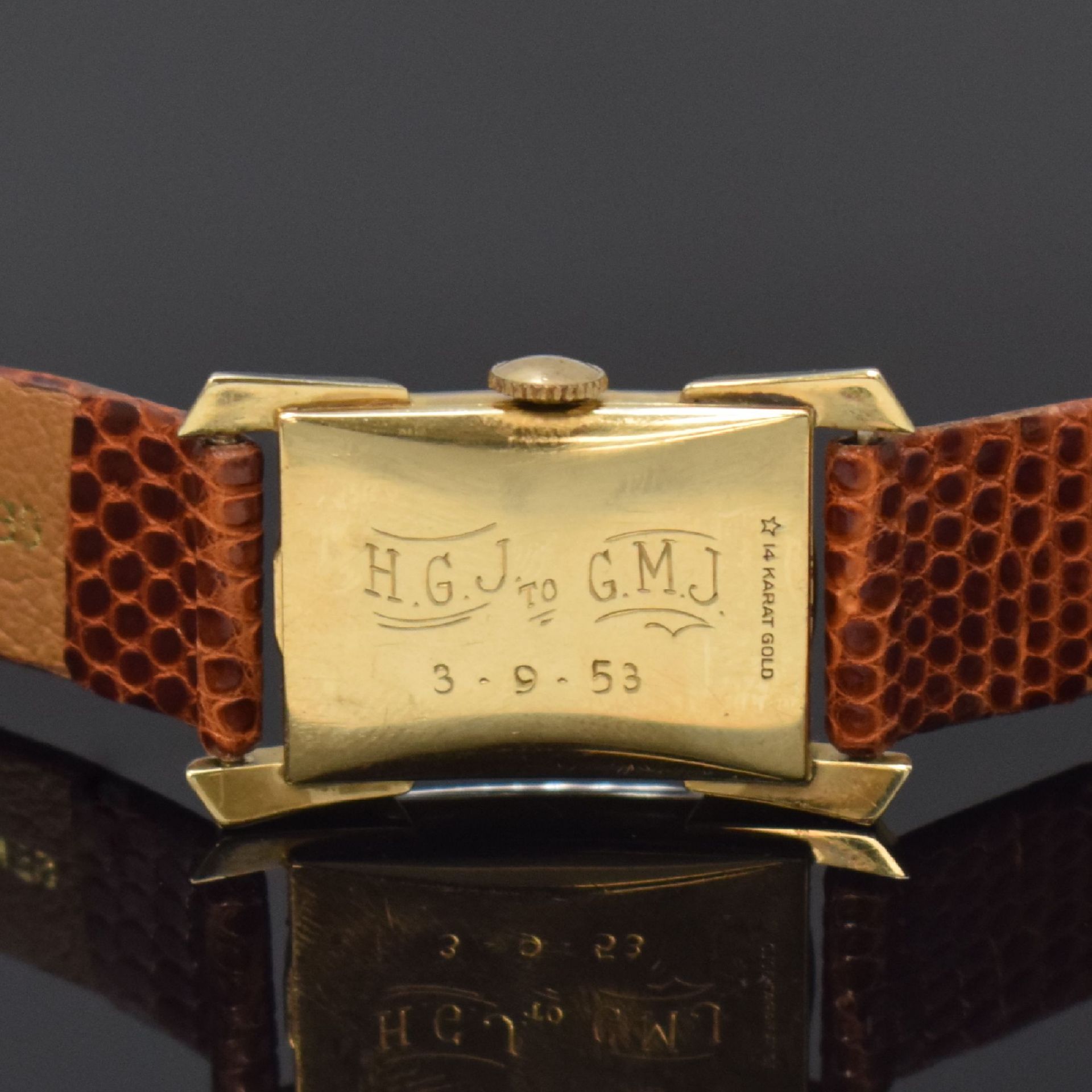 LORD ELGIN rechteckige Armbanduhr in GG 585/000, USA um - Image 4 of 6