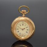 Offene Taschenuhr in RoséG 585/000,  Schweiz um 1900,