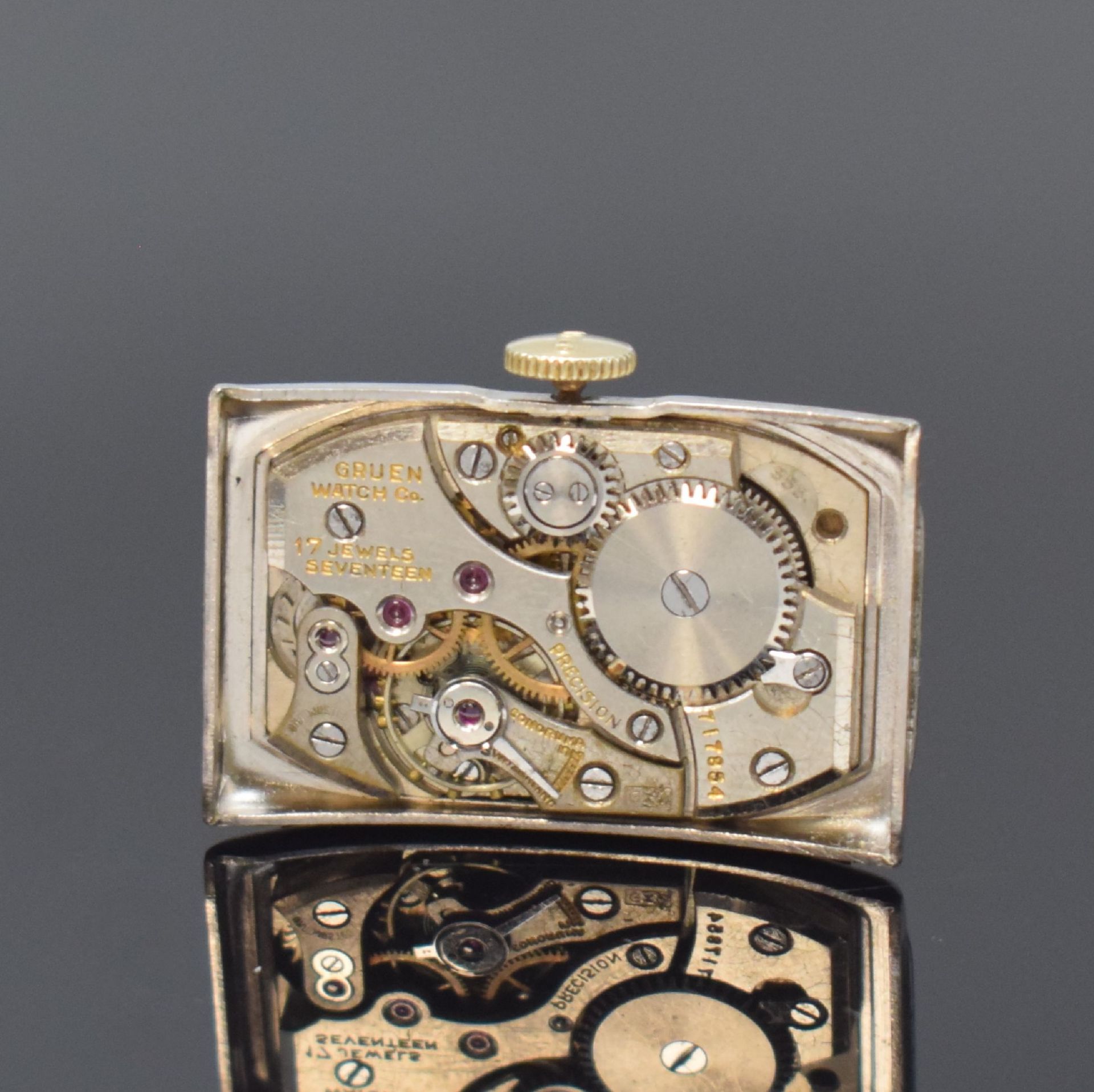 GRUEN Precision rechteckige Armbanduhr in 14k Gelbgold, - Bild 5 aus 6