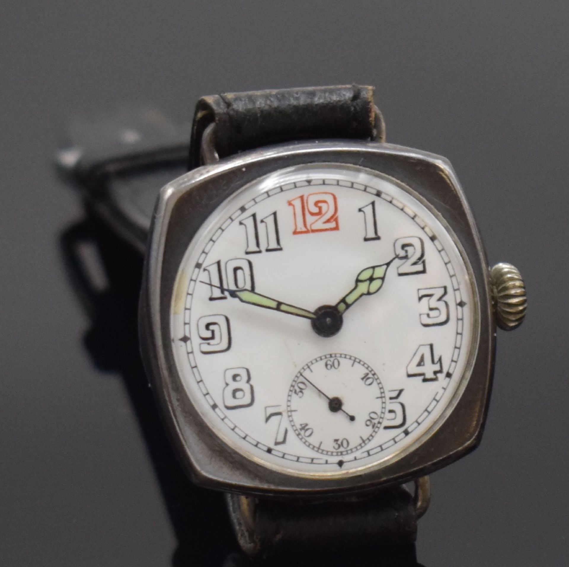 2 frühe Armbanduhren mit Emailzifferblättern in Silber / - Image 3 of 8